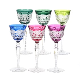 (6) Wine Stems, BPCG, Color Cut To Clear