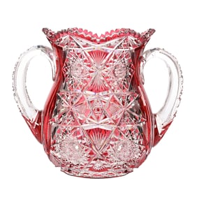 Loving Cup, Two Handle, ABCG, Cranberry Cut To Clear