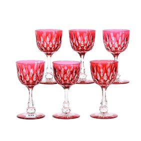 (6) Wine Stems, BPCG, Red Cut To Clear