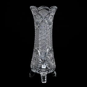 Vase, Three Feet, American Brilliant Cut Glass