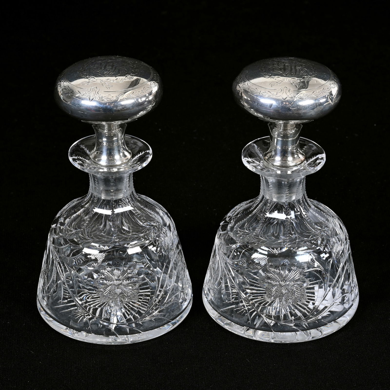 Pair Cologne Bottles, ABCG, Sterling Stoppers (1 of 6)