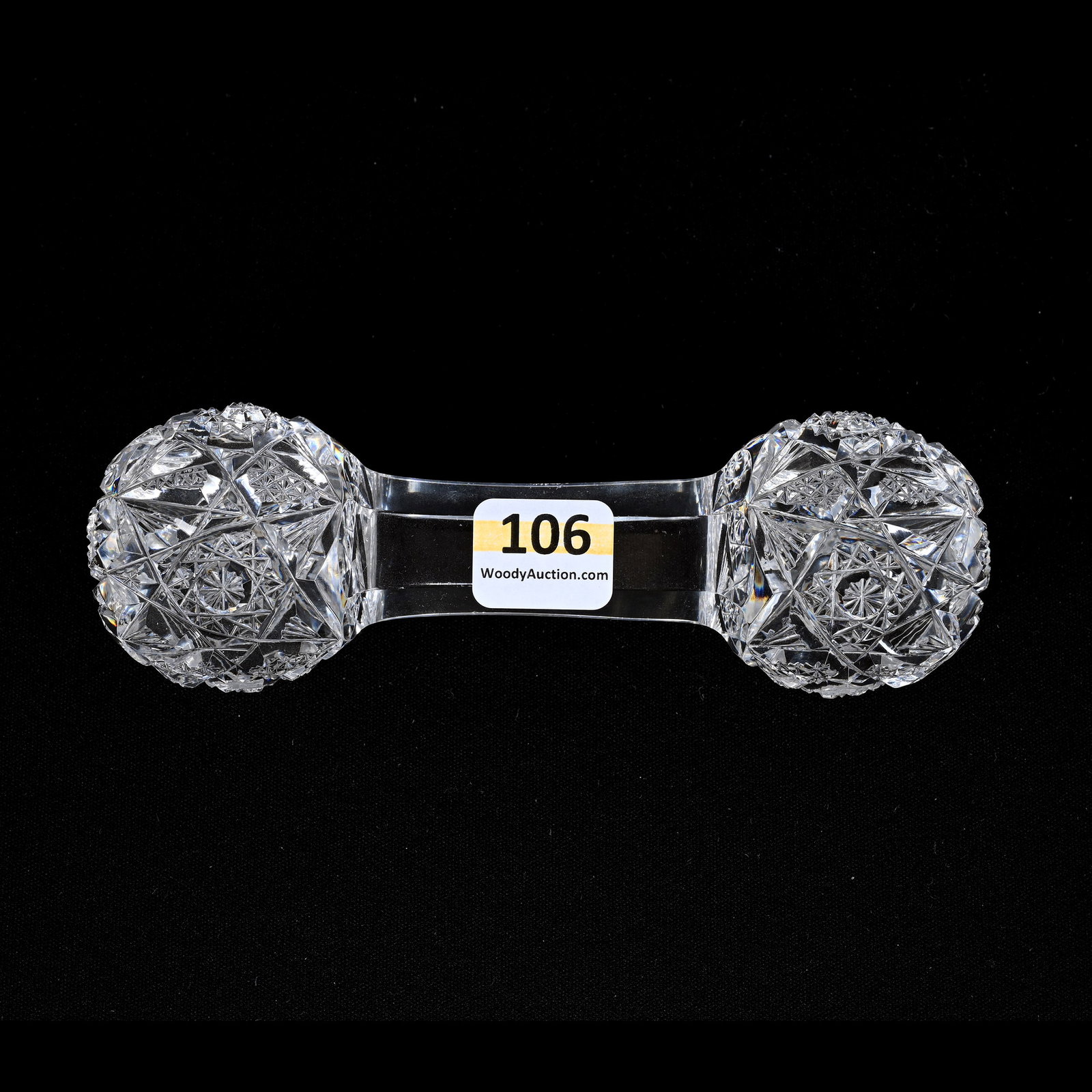 Knife Rest, American Brilliant Cut Glass: Knife Rest, American Brilliant Cut Glass, 5.75", Nicely Cut Hobstar, Diamond And Fan Motif, Indiana Private Collection.