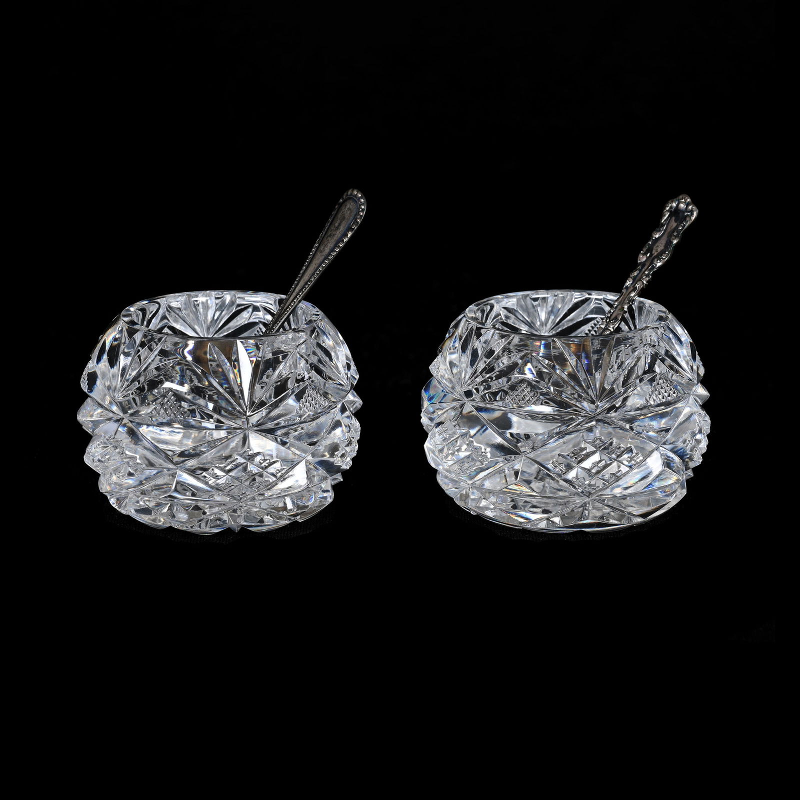 Pair Salt Dips, American Brilliant Cut Glass (1 of 3)