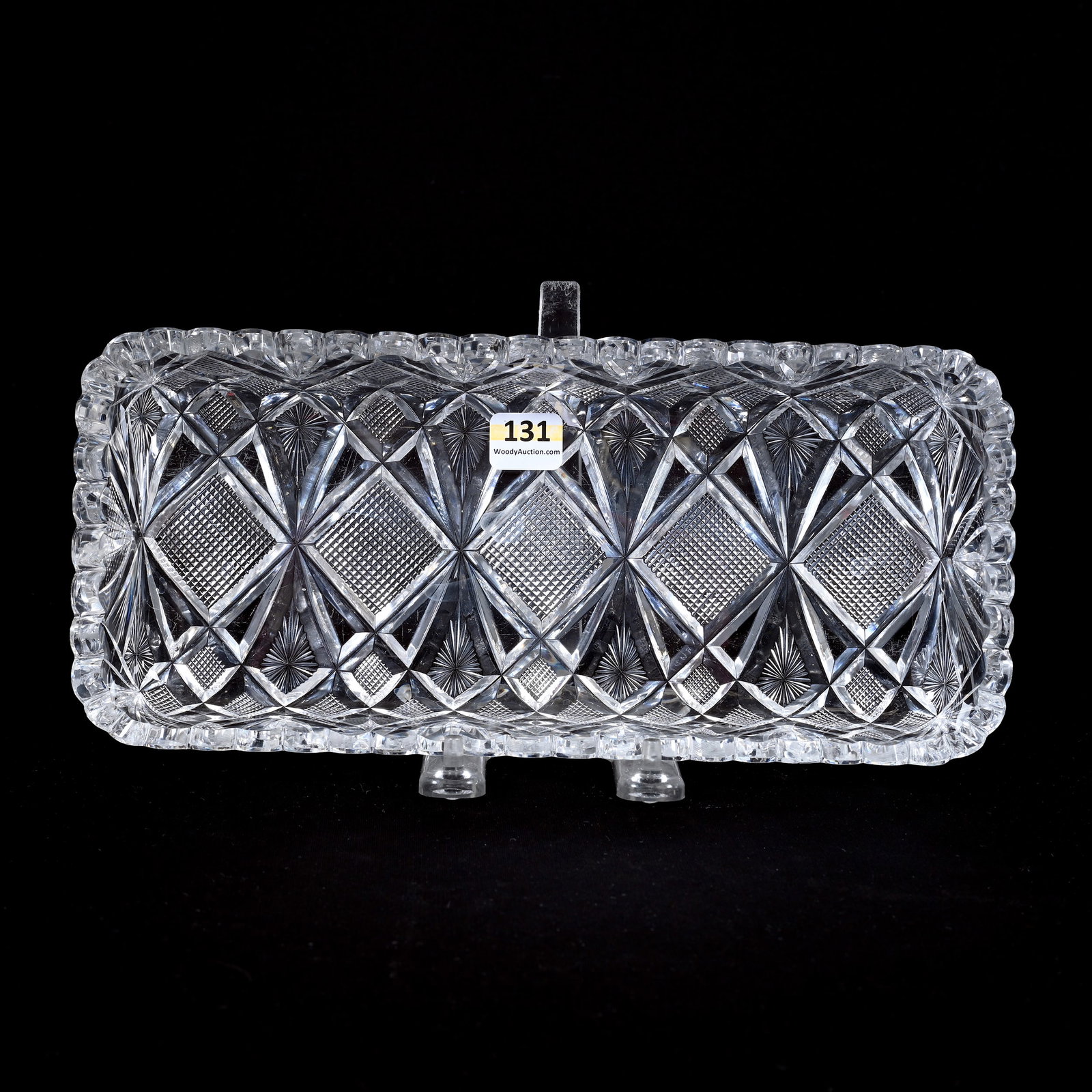 Rectangular Tray, ABCG, Venetian Pattern By Straus: Rectangular Tray, American Brilliant Cut Glass, Venetian Pattern By Straus, 1.75"x 10.75"x 5", Ground Tooth, Wilbur & The Late Mary Bluhm.