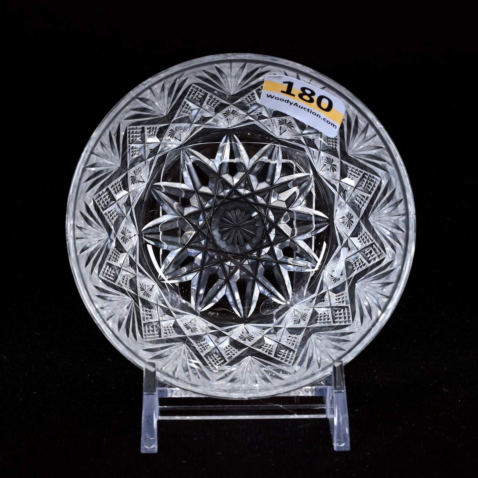 Ramekin, ABCG, Venetian Pattern By Straus: Ramekin, American Brilliant Cut Glass, Venetian Pattern By Straus, 1.75"x 3.5", Hobstar Base, Wilbur & The Late Mary Bluhm.