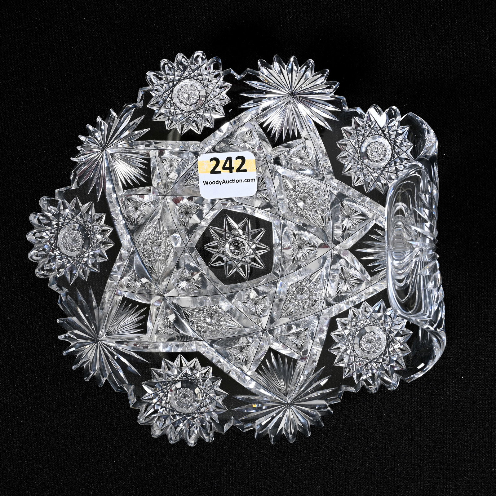 Handgrip Plate, ABCG, Corinthian Pattern: Handgrip Plate, American Brilliant Cut Glass, Corinthian Pattern, 6", By Mt. Washington, Also Known As Bristol Rose Pattern, Some Tooth Nicks, Leon And Carol Torline Collection, KS.
