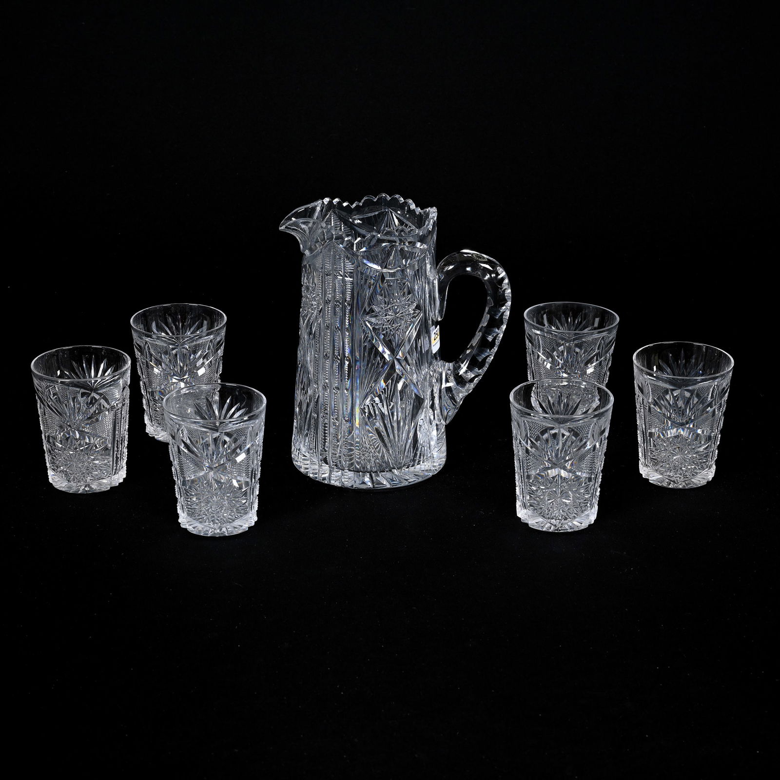 Water Set, ABCG, Signed Libbey New Brilliant (1 of 5)