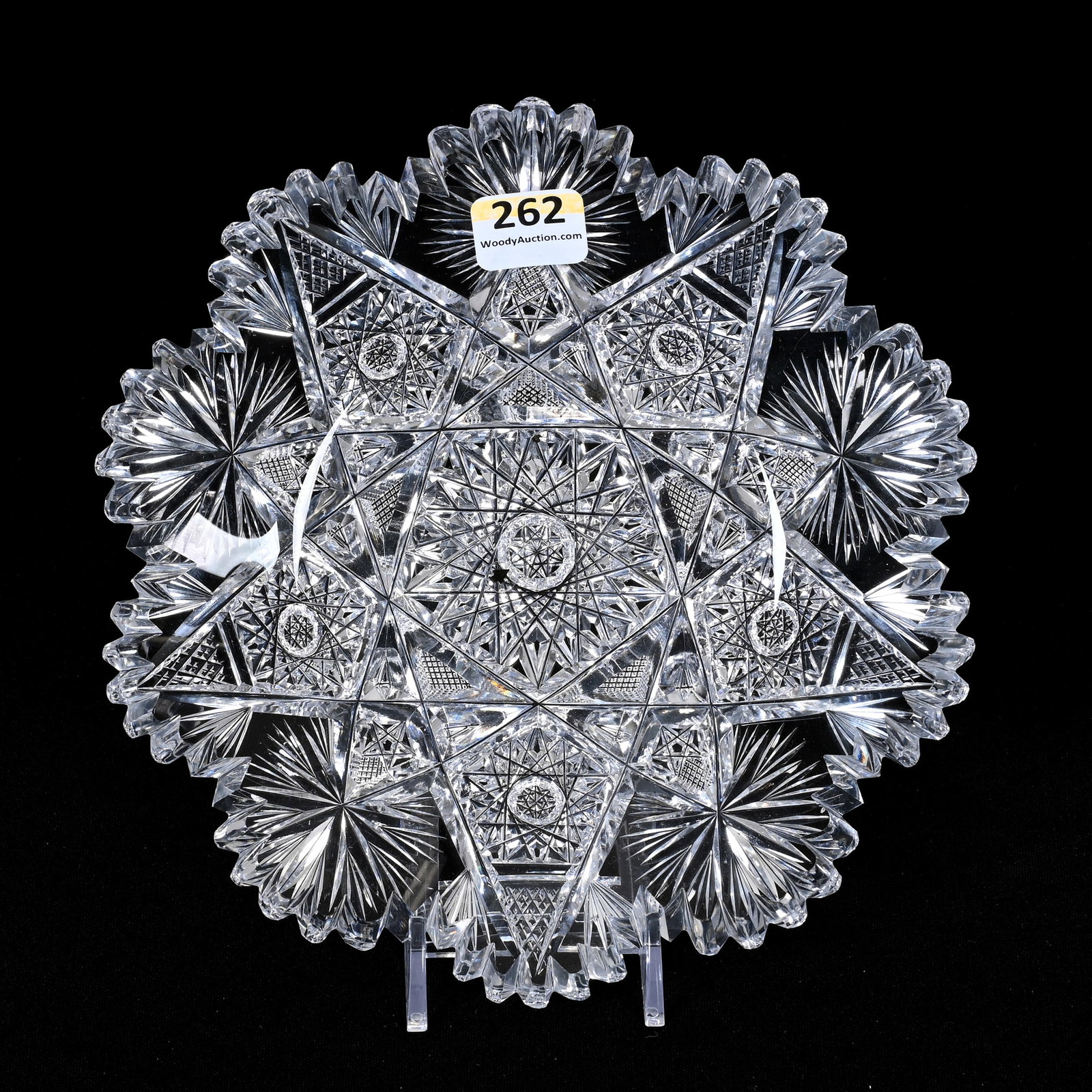 Plate, American Brilliant Cut Glass, Fredericka Pattern: Plate, American Brilliant Cut Glass, Fredericka Pattern, 7", Designed By W.C. Anderson, Signed Libbey Blank, Tooth Nick, Leon And Carol Torline Collection, KS.