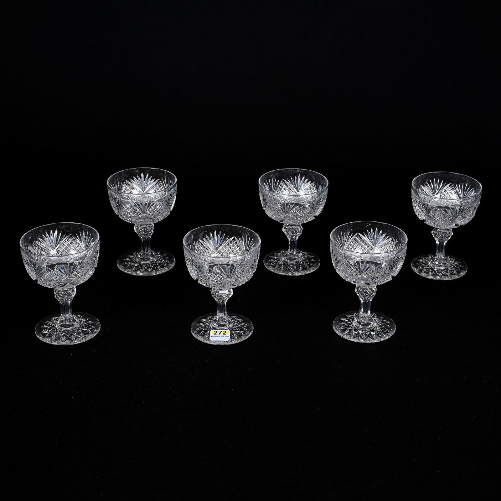 (6) Champagne Stems, American Brilliant Cut Glass (1 of 3)