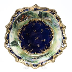 Bowl Marked R.S. Prussia, Cobalt Blue Three Scenes!