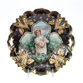 Cake Plate Marked R.S. Prussia, Iris, Winter Season