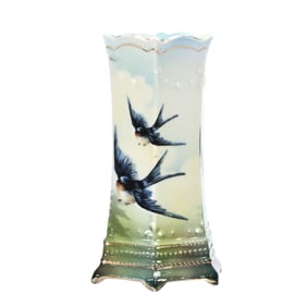 Hatpin Holder Marked R.S. Prussia, Bluebirds