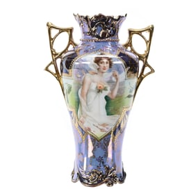 Vase Marked R.S. Prussia, Fall Season Portrait