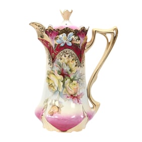 Chocolate Pot, Unmarked R.S. Prussia, Floral Mold