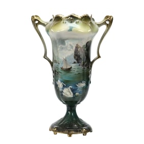 Pedestal Vase Marked R.S. Prussia, Two Scenes!