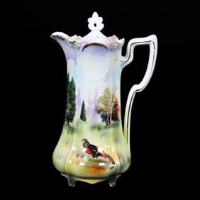 Chocolate Pot, Unmarked R.S. Prussia, Pheasant Decor