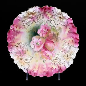 Plate Marked R.S. Prussia, Carnation Mold With Gold