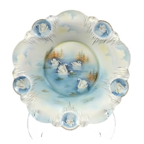 Center Bowl Marked R.S. Prussia, Rare 15" Swan