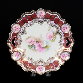 Cake Plate Marked R.S. Prussia, Medallion Mold