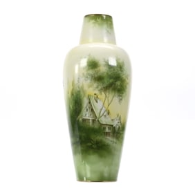 Vase Marked R.S. Germany, Old Farm/Cottage Scene