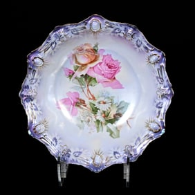 Bowl Marked R.S. Prussia, Satin, Ribbon & Jewel Mold