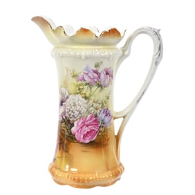 Pitcher Marked Rs Germany, Glass Bowl Floral Decor