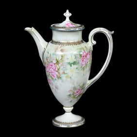 Pedestal Coffee Pot Marked R.S. Prussia, Satin