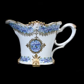Pitcher Marked R.S. Prussia, White With Blue Floral