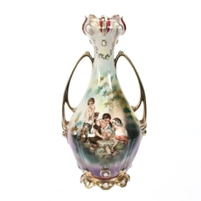 Two Handled Vase Marked R.S. Prussia, Jewel Mold