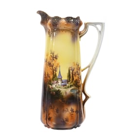 Tankard Marked R.S. Prussia, Castle Scenic Decor