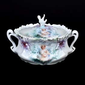 Cracker Jar Marked R.S. Prussia, Winter Season