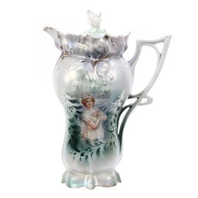 Chocolate Pot Marked R.S. Prussia, Winter Season