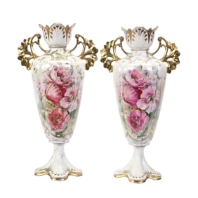 Pair Vases, Pedestal, Marked R.S. Prussia