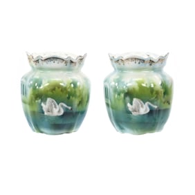 Salt & Pepper Set Marked R.S. Prussia, Swan & Gazebo