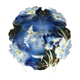 Bowl Marked R.S. Prussia, Cobalt Blue Carnation Mold