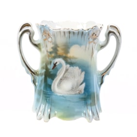 Toothpick Holder, Unmarked R.S. Prussia, Swan Scene