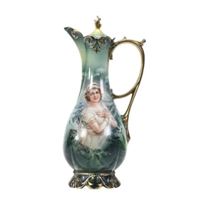 Covered Ewer Marked R.S. Prussia, Winter Season