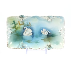 Pin Tray Marked R.S. Prussia, Swan Decor, Icicle