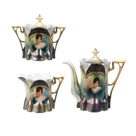 Tea Set, Unmarked R.S. Prussia, Racamier Portraits