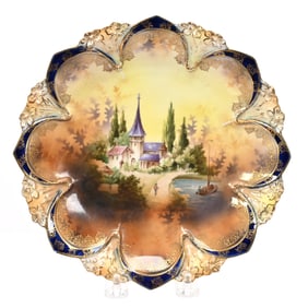 Plate Marked Crown Versa, Castle Scenic Decor