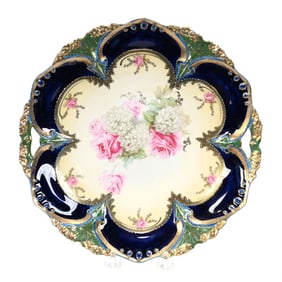 Cake Plate Marked R.S. Prussia, Point & Clover Mold