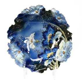 Bowl Marked R.S. Prussia, Cobalt Blue Carnation Mold