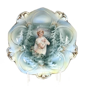 Bowl Marked R.S. Prussia, Winter Season Portrait