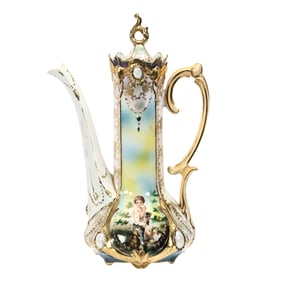 Coffee Pot Marked R.S. Prussia, Melon Eaters Decor