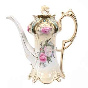 Coffee Pot Marked R.S. Prussia, Point & Clover Mold