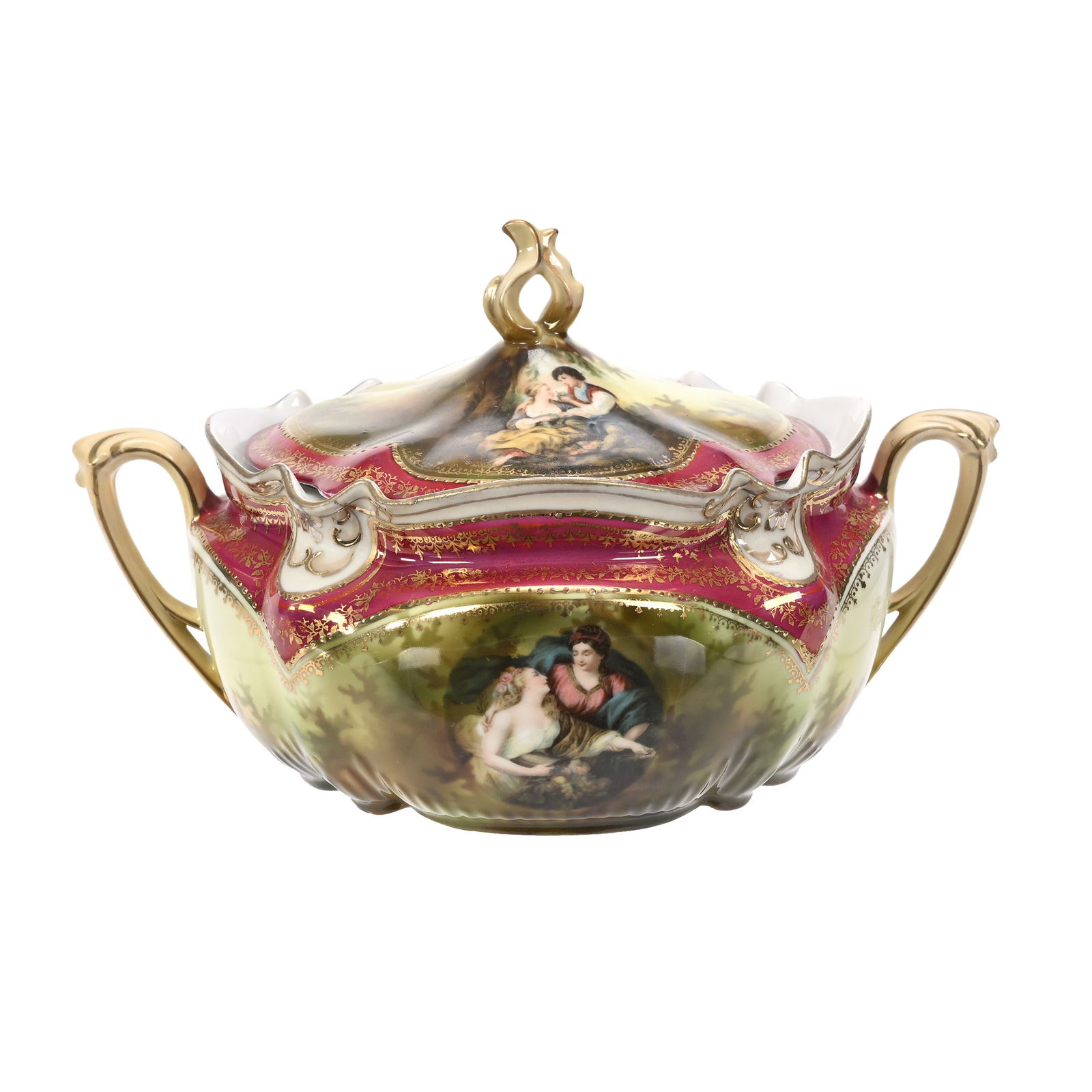 Cracker Jar Marked R.S. Prussia, Double Scene (1 of 3)