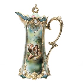 Chocolate Pot Marked R.S. Prussia, Melon Eater Decor