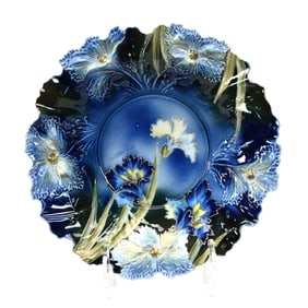 Bowl Marked R.S. Prussia, Cobalt Blue Carnation Mold