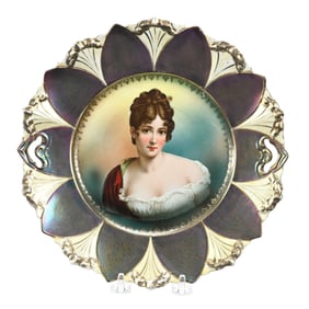 Cake Plate, Unmarked R.S. Prussia, Racamier Portrait