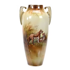 Vase, Two Handles, Unmarked R.S. Prussia, Rare Tiger